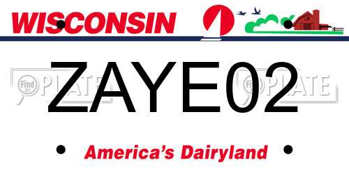 ZAYE02 Wisconsin License Plate