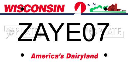 ZAYE07 Wisconsin License Plate