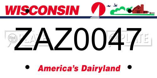 ZAZ0047 Wisconsin License Plate