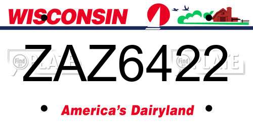 ZAZ6422 Wisconsin License Plate