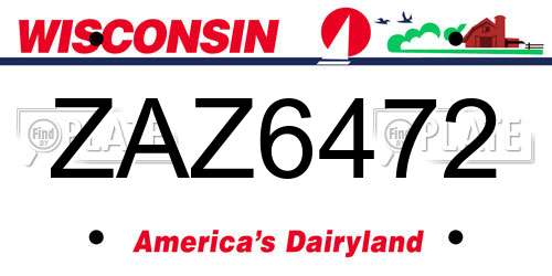ZAZ6472 Wisconsin License Plate