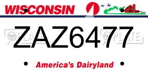 ZAZ6477 Wisconsin License Plate