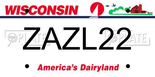 ZAZL22 Wisconsin License Plate