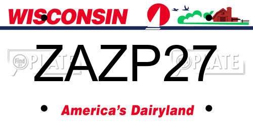 ZAZP27 Wisconsin License Plate