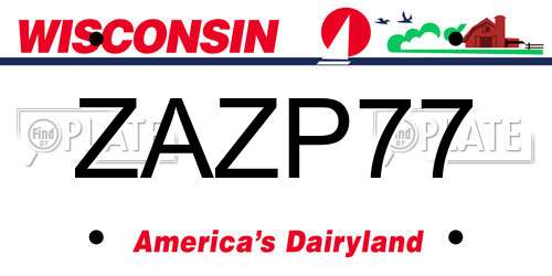 ZAZP77 Wisconsin License Plate