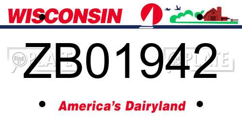 ZB01942 Wisconsin License Plate