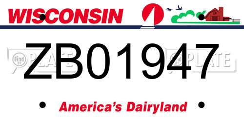 ZB01947 Wisconsin License Plate