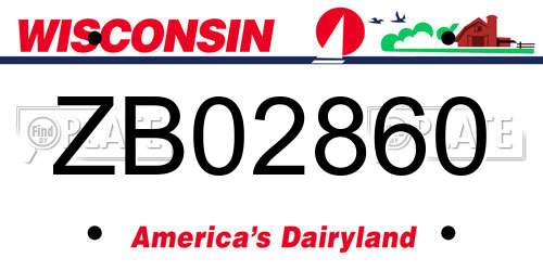 ZB02860 Wisconsin License Plate