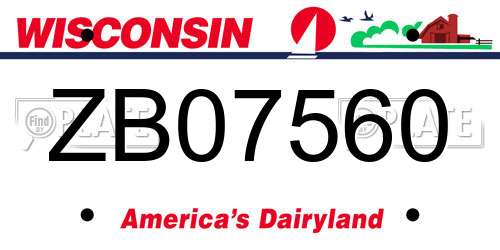 ZB07560 Wisconsin License Plate