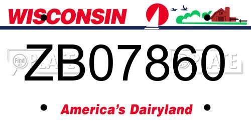 ZB07860 Wisconsin License Plate