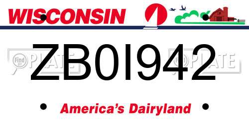 ZB0I942 Wisconsin License Plate