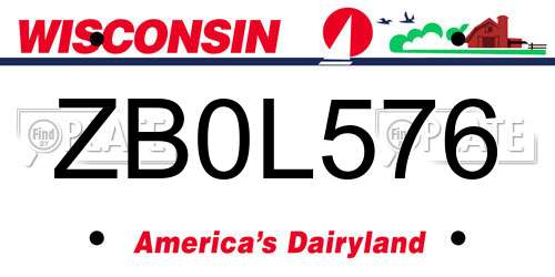 ZB0L576 Wisconsin License Plate