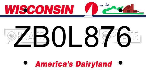 ZB0L876 Wisconsin License Plate