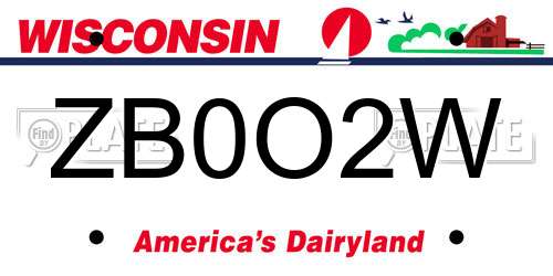 ZB0O2W Wisconsin License Plate