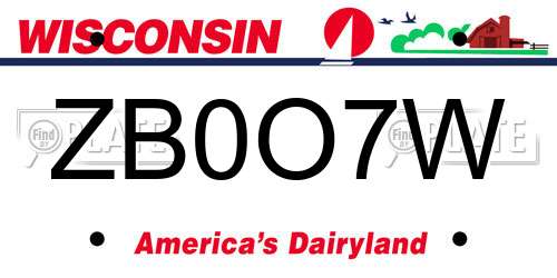 ZB0O7W Wisconsin License Plate