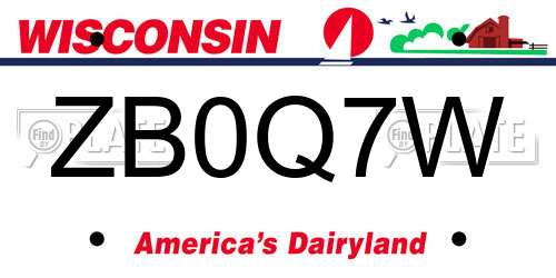 ZB0Q7W Wisconsin License Plate