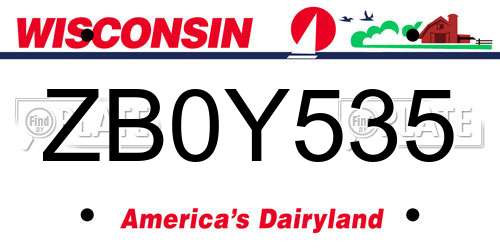 ZB0Y535 Wisconsin License Plate