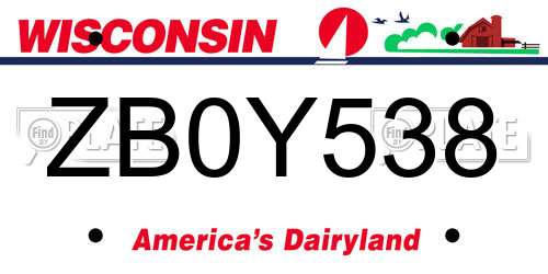 ZB0Y538 Wisconsin License Plate