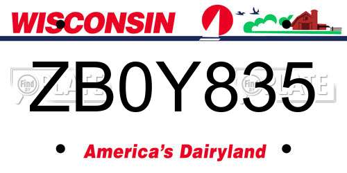 ZB0Y835 Wisconsin License Plate