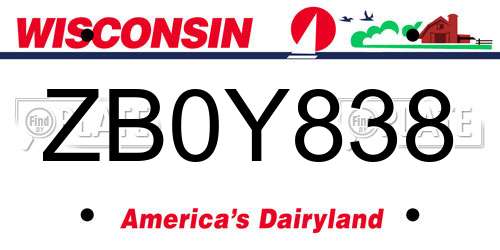 ZB0Y838 Wisconsin License Plate
