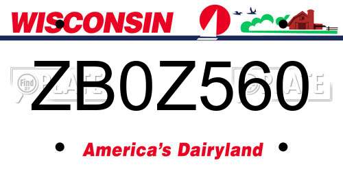 ZB0Z560 Wisconsin License Plate