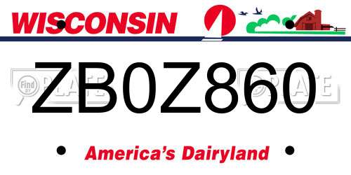 ZB0Z860 Wisconsin License Plate