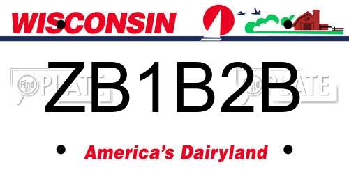 ZB1B2B Wisconsin License Plate