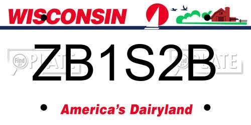 ZB1S2B Wisconsin License Plate