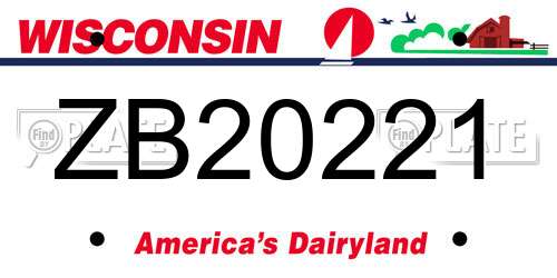 ZB20221 Wisconsin License Plate