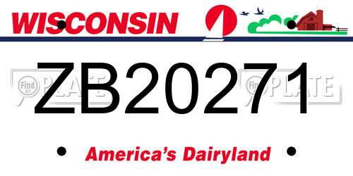 ZB20271 Wisconsin License Plate