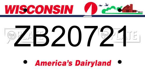 ZB20721 Wisconsin License Plate