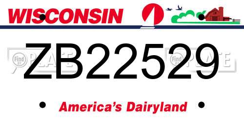 ZB22529 Wisconsin License Plate