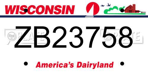 ZB23758 Wisconsin License Plate