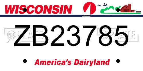 ZB23785 Wisconsin License Plate
