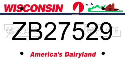 ZB27529 Wisconsin License Plate