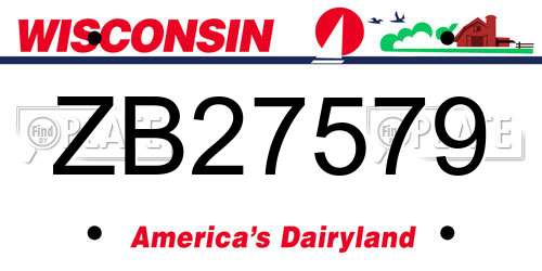 ZB27579 Wisconsin License Plate