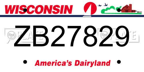 ZB27829 Wisconsin License Plate