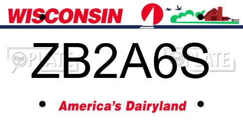 ZB2A6S Wisconsin License Plate
