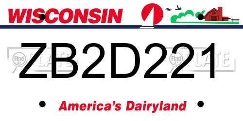 ZB2D221 Wisconsin License Plate