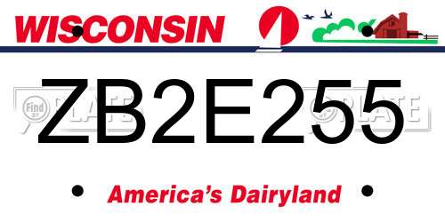 ZB2E255 Wisconsin License Plate