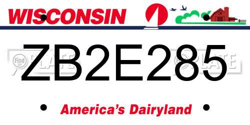 ZB2E285 Wisconsin License Plate