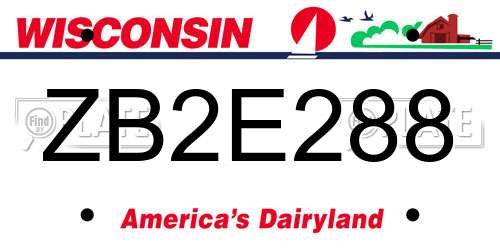 ZB2E288 Wisconsin License Plate