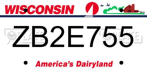 ZB2E755 Wisconsin License Plate