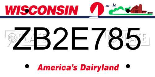 ZB2E785 Wisconsin License Plate