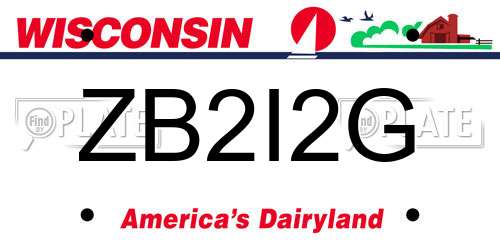 ZB2I2G Wisconsin License Plate
