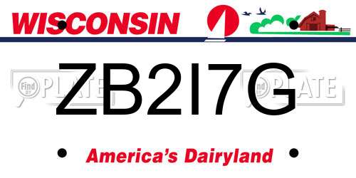 ZB2I7G Wisconsin License Plate