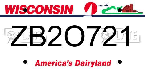 ZB2O721 Wisconsin License Plate