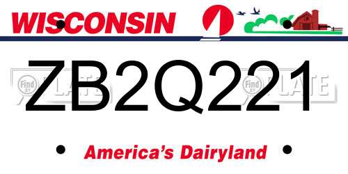 ZB2Q221 Wisconsin License Plate