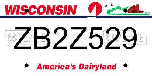 ZB2Z529 Wisconsin License Plate