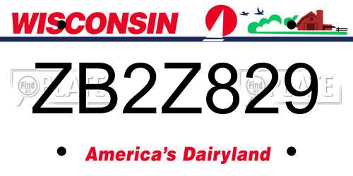 ZB2Z829 Wisconsin License Plate